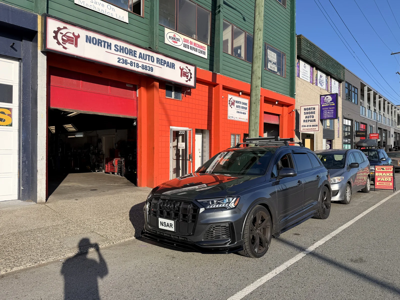 Audi SQ7 parked outside North Shore Auto Repair